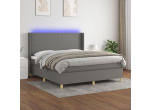 8720287353355 - BoxspringbettSchlafzimmerbett mit Matratze & led Dunkelgrau 160x200 cm Stoff vidaXL28684