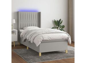 8720287356226 - Bonnevie - BoxspringbettSchlafzimmerbett mit Matratze & led Hellgrau 100x200 cm Stoff vidaXL82036