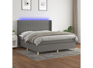 8720287356639 - Bonnevie - BoxspringbettDoppelbett mit Matratze & led Dunkelgrau 180x200 cm Stoff vidaXL