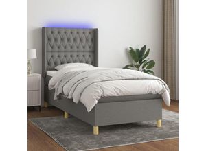 8720287356790 - Bonnevie - BoxspringbettSchlafzimmerbett mit Matratze & led Dunkelgrau 80x200 cm Stoff vidaXL