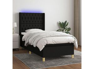 8720287356967 - Bonnevie - BoxspringbettSchlafzimmerbett mit Matratze & led Schwarz 90x200 cm Stoff vidaXL