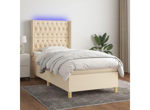 8720287356998 - Bonnevie - BoxspringbettSchlafzimmerbett mit Matratze & led Creme 90x200 cm Stoff vidaXL