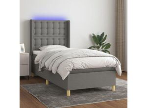 8720287357674 - Bonnevie - BoxspringbettSchlafzimmerbett mit Matratze & led Dunkelgrau 90x190 cm Stoff vidaXL 8720287357674 - Bonnevie - BoxspringbettSchlafzimmerbett mit Matratze & led Dunkelgrau 90x190 cm Stoff vidaXL