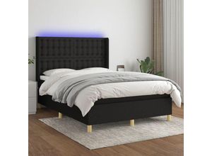 8720287358084 - Bonnevie - BoxspringbettDoppelbett mit Matratze & led Schwarz 140x200 cm Stoff vidaXL