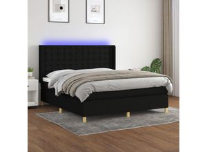 8720287358244 - Jinlefu - Boxspringbett mit Matratze & led Schwarz 180x200 cm Stoff vidaXL - Schwarz