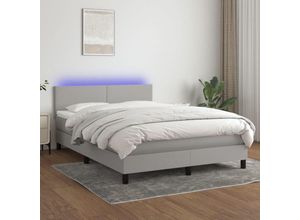 8720287365211 - Bonnevie - BoxspringbettSchlafzimmerbett mit Matratze & led Hellgrau 140x200 cm Stoff vidaXL42390