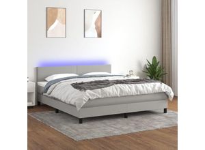 8720287365372 - Bonnevie - BoxspringbettDoppelbett mit Matratze & led Hellgrau 180x200 cm Stoff vidaXL