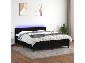 8720287365396 - Bonnevie - BoxspringbettDoppelbett mit Matratze & led Schwarz 180x200 cm Stoff vidaXL