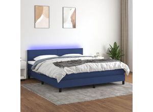 8720287365433 - Jinlefu - Boxspringbett mit Matratze & led Blau 180x200 cm Stoff vidaXL