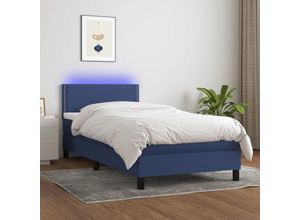 8720287365839 - Bonnevie - Boxspringbett mit Matratze & led Blau 100x200 cm Stoff vidaXL324424