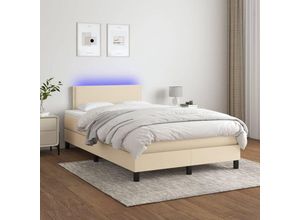 8720287365907 - Bonnevie - BoxspringbettDoppelbett mit Matratze & led Creme 120x200 cm Stoff vidaXL