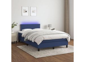8720287365914 - Boxspringbett，Doppelbett mit Matratze & LED Blau 120x200 cm Stoff vidaXL