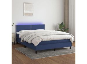 8720287365990 - Bonnevie - BoxspringbettDoppelbett mit Matratze & led Blau 140x190 cm Stoff vidaXL