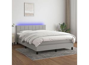 8720287366737 - Bonnevie - BoxspringbettSchlafzimmerbett mit Matratze & led Hellgrau 140x190 cm Stoff vidaXL25806