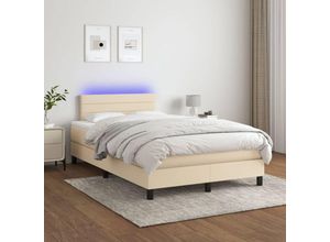 8720287367505 - Boxspringbett，Doppelbett mit Matratze & LED Creme 120x200 cm Stoff vidaXL