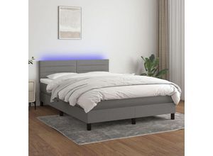 8720287367628 - Bonnevie - BoxspringbettSchlafzimmerbett mit Matratze & led Dunkelgrau 140x200 cm Stoff vidaXL99494