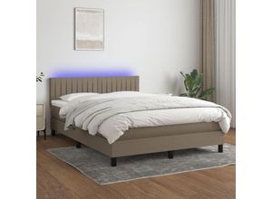 8720287368458 - Boxspringbett，Schlafzimmerbett mit Matratze & LED Taupe 140x200 cm Stoff vidaXL814570