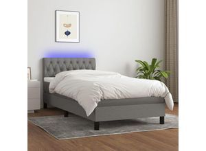 8720287368908 - Bonnevie - BoxspringbettSchlafzimmerbett mit Matratze & led Dunkelgrau 90x200 cm Stoff vidaXL