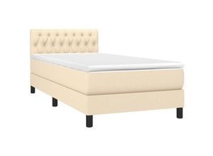 8720287368946 - Boxspringbett mit Matratze & LED Creme 90x200 cm Stoff vidaXL - Creme