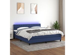 8720287369431 - Jinlefu - Boxspringbett mit Matratze & led Blau 180x200 cm Stoff vidaXL - Blau