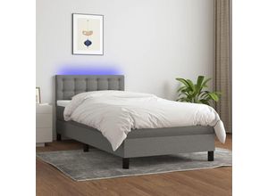 8720287369783 - Boxspringbett mit Matratze & LED Dunkelgrau 100x200 cm Stoff vidaXL - Grau