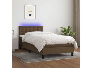 8720287369806 - Bonnevie - BoxspringbettSchlafzimmerbett mit Matratze & led Dunkelbraun 100x200 cm Stoff vidaXL