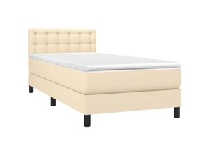 8720287369820 - Boxspringbett mit Matratze & LED Creme 100x200 cm Stoff vidaXL