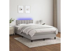 8720287369851 - Bonnevie - BoxspringbettDoppelbett mit Matratze & led Hellgrau 120x200 cm Stoff vidaXL