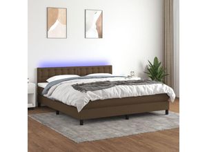 8720287370208 - Jinlefu - Boxspringbett mit Matratze & led Dunkelbraun 180x200 cm Stoff vidaXL