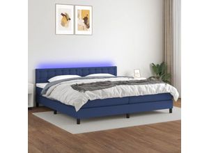 8720287370314 - Boxspringbett mit Matratze & led Blau 200x200 cm Stoff vidaXL102913