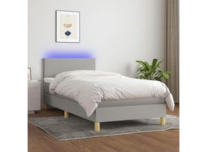 8720287370499 - Bonnevie - BoxspringbettSchlafzimmerbett mit Matratze & led Hellgrau 90x200 cm Stoff vidaXL