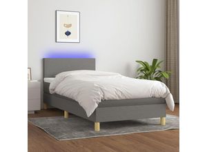 8720287370505 - Bonnevie - BoxspringbettSchlafzimmerbett mit Matratze & led Dunkelgrau 90x200 cm Stoff vidaXL