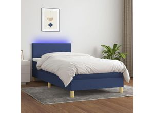 8720287370635 - Bonnevie - Boxspringbett mit Matratze & led Blau 100x200 cm Stoff vidaXL611498