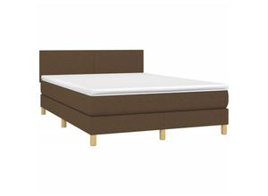 8720287370840 - Jinlefu - Boxspringbett mit Matratze & led Dunkelbraun 140x200 cm Stoff vidaXL