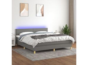 8720287370901 - Boxspringbett，Schlafzimmerbett mit Matratze & LED Dunkelgrau 160x200 cm Stoff vidaXL62226