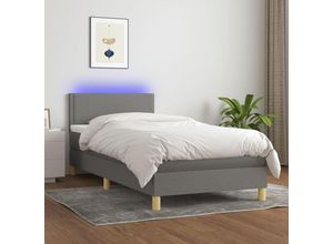 8720287371229 - Bonnevie - BoxspringbettSchlafzimmerbett mit Matratze & led Dunkelgrau 90x190 cm Stoff vidaXL