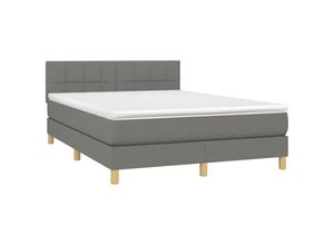 8720287372424 - Jinlefu - Boxspringbett mit Matratze & led Dunkelgrau 140x200 cm Stoff vidaXL - Grau