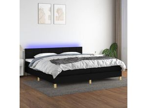 8720287372677 - BoxspringbettDoppelbett mit Matratze & led Schwarz 200x200 cm Stoff vidaXL