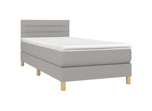 8720287372899 - Boxspringbett mit Matratze & LED Hellgrau 90x200 cm Stoff vidaXL