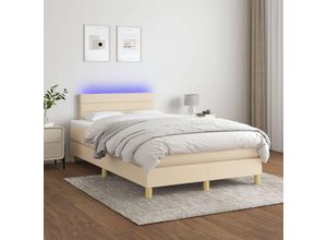 8720287373100 - Bonnevie - BoxspringbettDoppelbett mit Matratze & led Creme 120x200 cm Stoff vidaXL