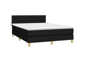 8720287373230 - Jinlefu - Boxspringbett mit Matratze & led Schwarz 140x200 cm Stoff vidaXL - Schwarz