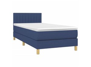 8720287373759 - BoxspringbettSchlafzimmerbett mit Matratze & led Blau 90x200 cm Stoff Vidaxl 883010