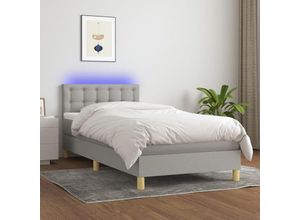 8720287375296 - Bonnevie - BoxspringbettSchlafzimmerbett mit Matratze & led Hellgrau 90x200 cm Stoff vidaXL