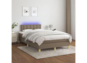 8720287375494 - Boxspringbett，Doppelbett mit Matratze & LED Taupe 120x200 cm Stoff vidaXL