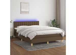 8720287375647 - Bonnevie - BoxspringbettSchlafzimmerbett mit Matratze & led Dunkelbraun 140x200 cm Stoff vidaXL293821