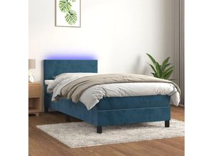 8720287377894 - Jinlefu - BoxspringbettSchlafzimmerbett mit Matratze & led Dunkelblau 90x200 cm Samt vidaXL10692