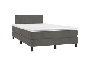 8720287377986 - Boxspringbett mit Matratze & LED Dunkelgrau 120x200 cm Samt vidaXL