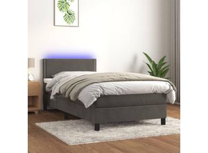 8720287378464 - Bonnevie - BoxspringbettSchlafzimmerbett mit Matratze & led Dunkelgrau 90x200 cm Samt vidaXL