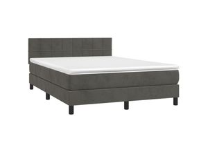 8720287379300 - Bonnevie - BoxspringbettSchlafzimmerbett mit Matratze & led Dunkelgrau 140x200 cm Samt vidaXL26691