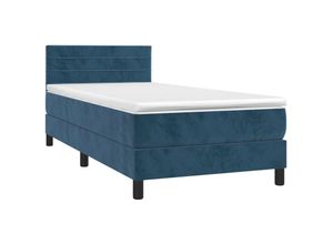 8720287379577 - Boxspringbett mit Matratze & led Dunkelblau 80x200 cm Samt Vidaxl 331549